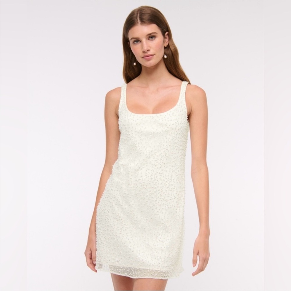 Abercrombie & Fitch White Embellished Beaded Pearl Dress
